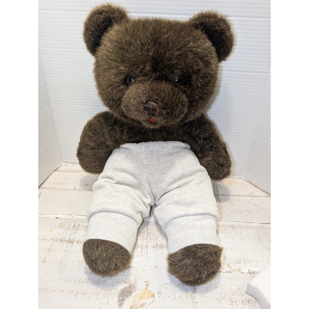 Vtg. Cuddle Wit Brown Plush Bear 20" Stuffed Animal w/ Sweat Pants